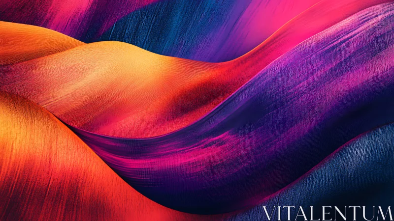 Chromatic fabric waves form layered neon abstract landscape