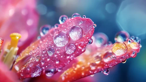Macro dew on vivid pink petals with luminous bokeh.