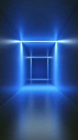 Inviting blue light tunnel glowing with calm futuristic energy.