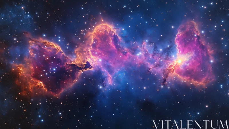 Nebula hearts glow in vibrant magenta across deep space.