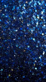 Deep blue glitter bokeh shimmers like a cosmic night sky