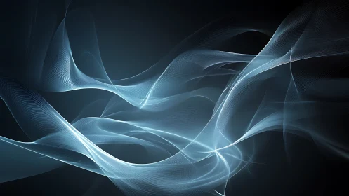 Silken lightwaves drift through shadowed digital twilight.