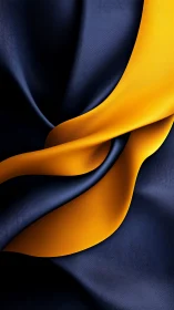 Golden ribbons flow across deep indigo fabric folds.