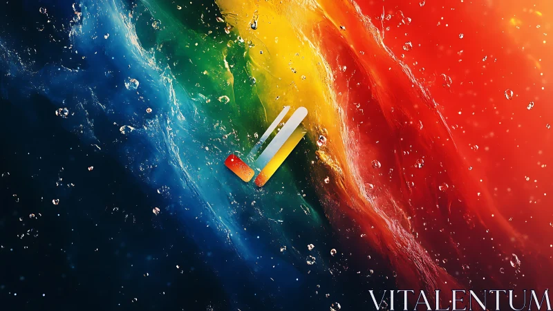 Colorful water splash background with abstract bar icon.