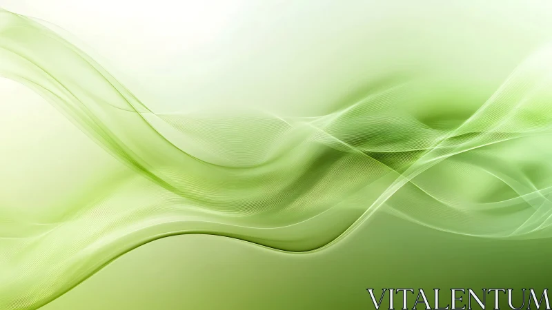 Gentle Green Waves Of Light Drifting Across A Calm Horizon.