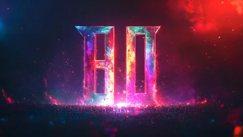 Neon 80s Style Digital Art with Vibrant Colors and Glowing Effects.