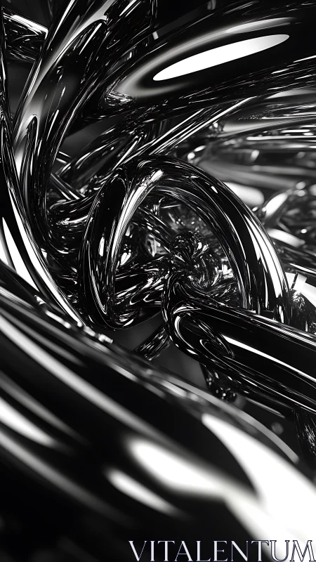 Parametric chrome vortex of interlocking reflective splines.