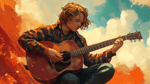 Sunlit daydreams with a guitar and drifting clouds.