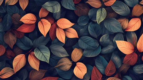 Color-rich autumn foliage forms dense overlapping leaf tapestry