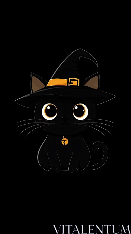 Digital painting of stylized Halloween black cat character.