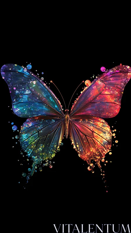 Digital butterfly illustration shows symmetrical neon wings