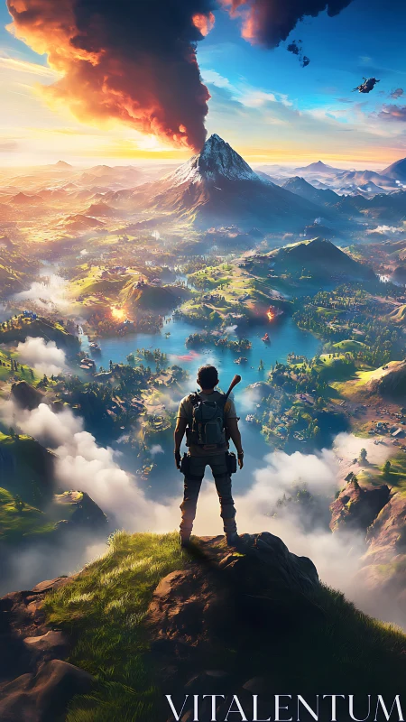 Lone explorer claims the burning valley beneath rising ash