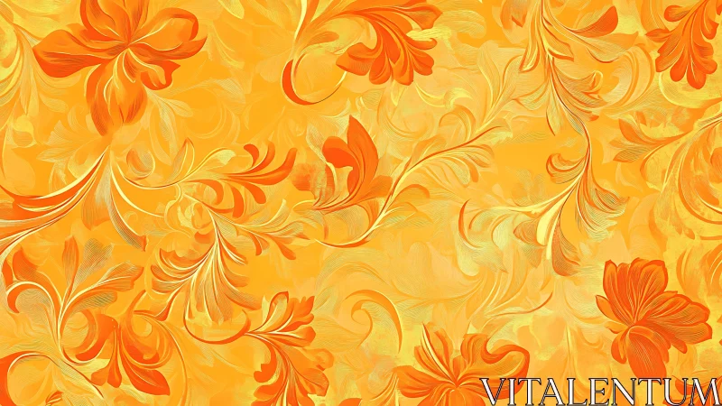 Sunlit orange florals swirling in a golden daydream.
