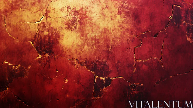 Cracked red and yellow textured surface with erosion marks.