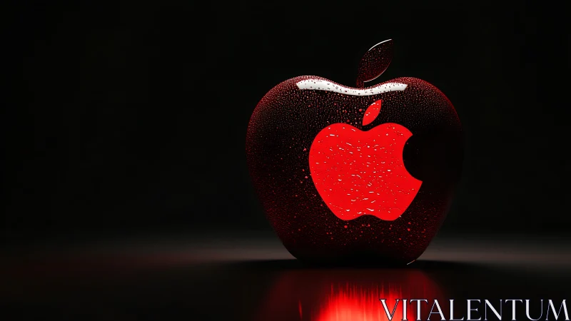 Glossy red apple icon rendered as wet 3D glass sculpture