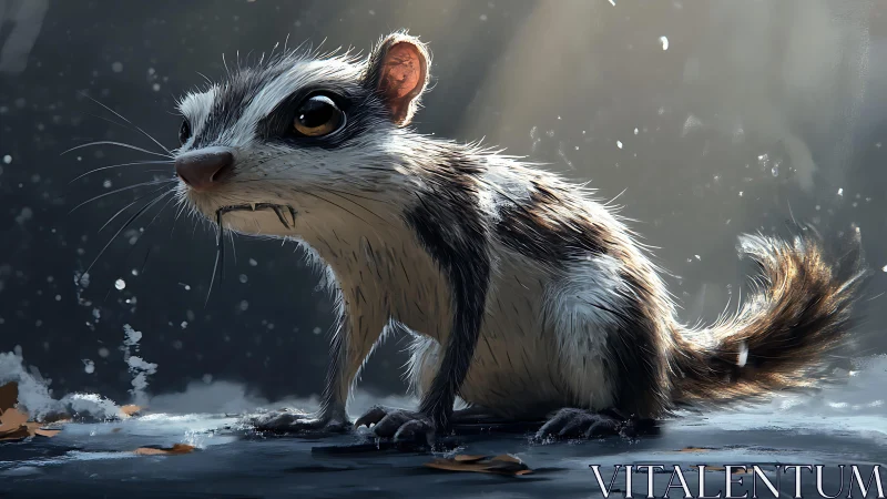 Melancholic rodent study in cinematic winter backlighting.
