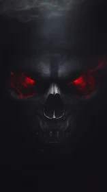 Ember-eyed shadow skull rising from the midnight gloom.