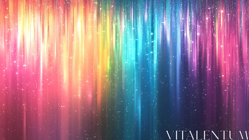 Vibrant rainbow light streaks with sparkling glitter effect background.