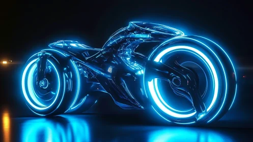 Neon light cycle glows boldly in a sleek futuristic world