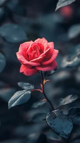 Vibrant Rose Blooming in Twilight.