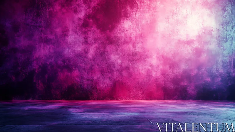 Iridescent magenta studio backdrop with textured floor plane.