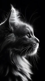 Monochrome Cat Profile with Dramatic Lighting.