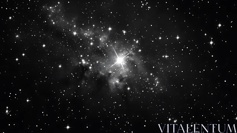 Dense star field with central luminous region in deep space.