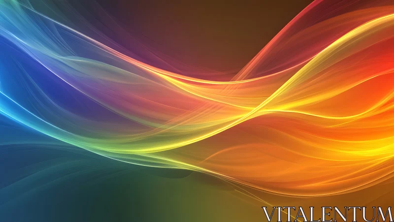 Colorful flowing light waves on smooth abstract gradient.