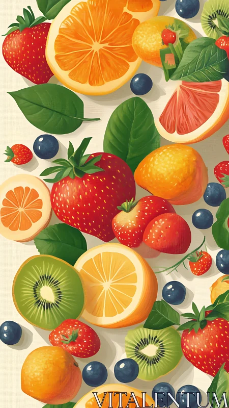 Vibrant citrus and berry collage in crisp digital style.
