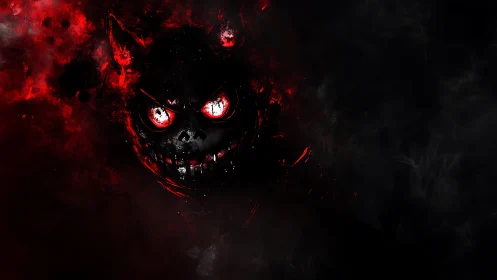 Demonic core portrait rendered in high contrast digital gloom