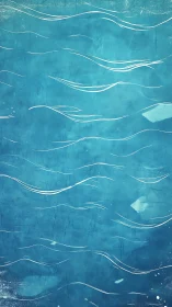 Abstract turquoise water surface with stylized linear ripples