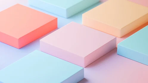 Pastel gift boxes resting in a soft geometric daydream.