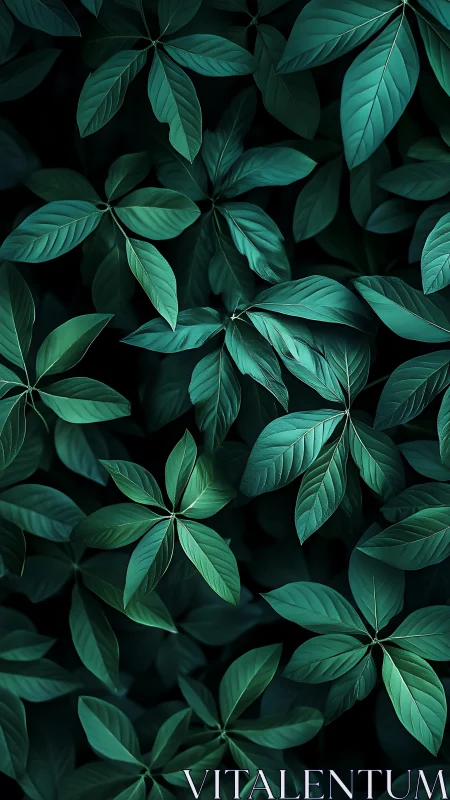 Emerald foliage forms a serene, shadowed botanical tapestry.