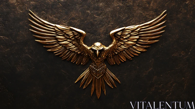 Majestic Gold Eagle Emblem on Textured Dark Background.