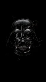 Dark sci fi helmet rendered against deep black void