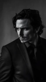 Monochrome male portrait with cinematic side lighting precision.