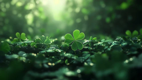 Gentle morning light welcomes a lucky four leaf clover