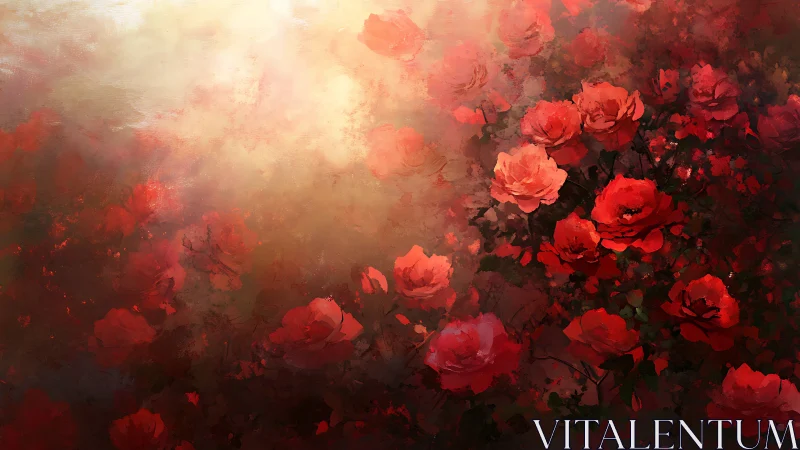 Red Roses in Luminous Atmospheric Haze