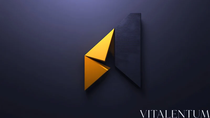 Parametric yellow-black prism logo under controlled lighting.