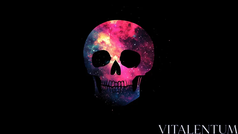 Nebula-filled human skull silhouette renders cosmic negative space