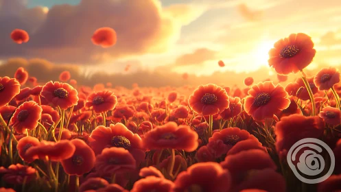 Golden Hour Gerbera Field in Radiant Bloom