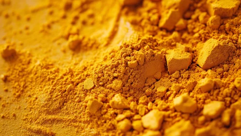 Close-up view of granular yellow powder surface texture.
