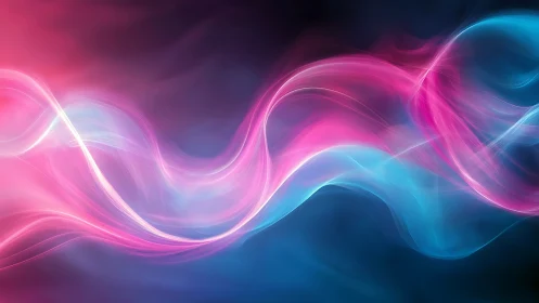Neon light waves flow across a dark cosmic gradient background.