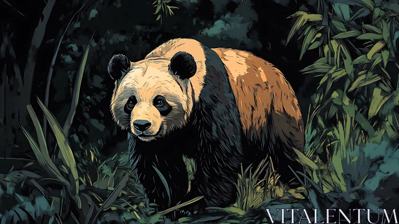 Midnight bamboo prowl with a moonlit forest panda sentinel.