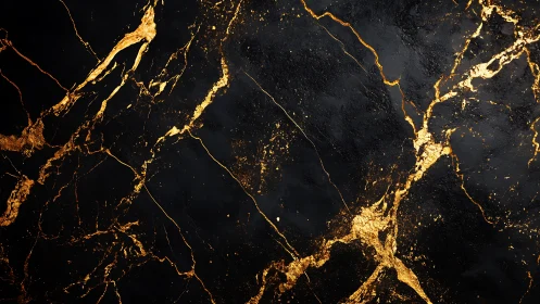 Liquid gold veins quietly blaze across midnight stone