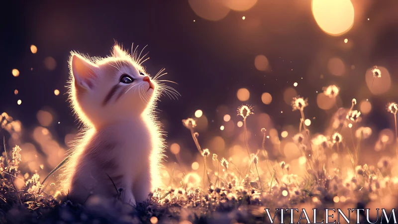 Luminescent Kitten's Enchanted Field of Whispered Dreams.