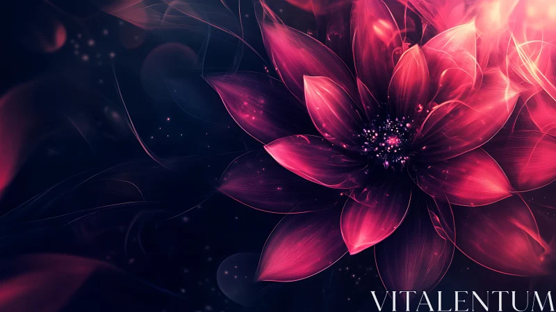 Neon magenta fractal flower bloom on deep indigo background