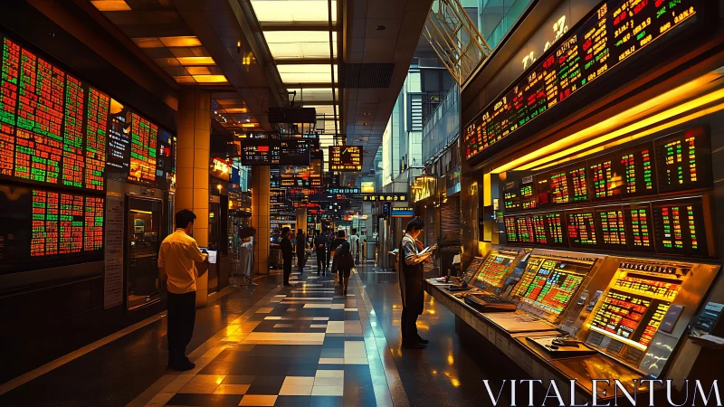 High-frequency trading corridor with LED market data walls