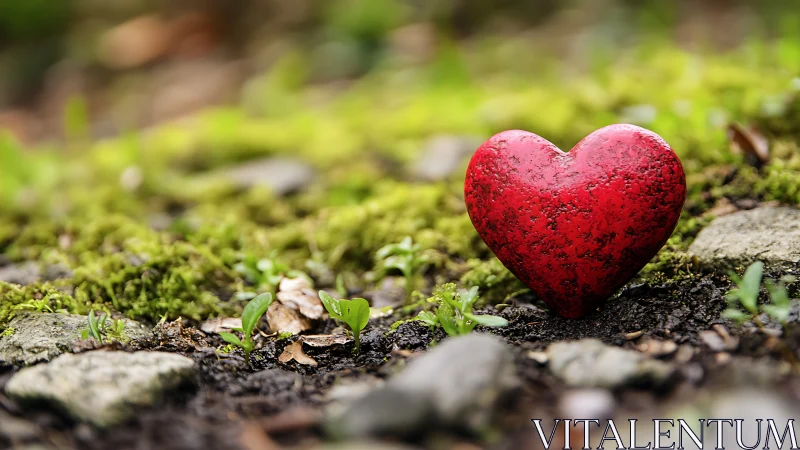 Red Heart on Moss Ground.