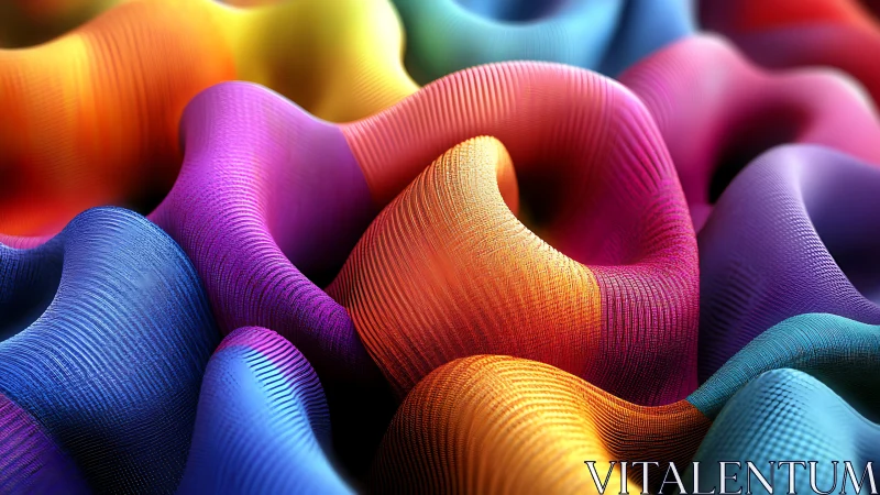 Colorful woven waves curling into a joyful fabric landscape.